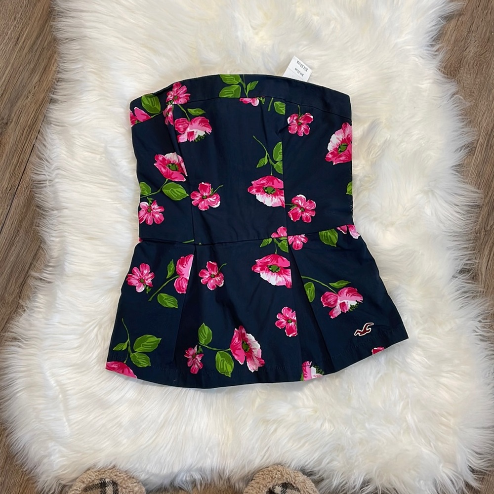 NEW Hollister Floral Strapless Top Size XS